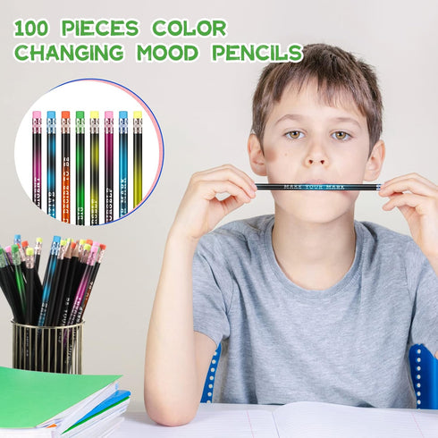100 Pcs Inspirational Pencils Color Changing Pencils Bulk Motivational Pencils with Eraser HB Wooden Pencils for Kids Students Classroom Back to S...