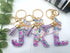Purple-Blue Pink Green Resin Alphabet Initial Letter Keychain Tassel Butterfly Key Ring for Purse Handbag Car Keys...