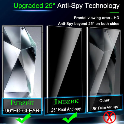IMBZBK 3 Pack Privacy Screen Protector for Samsung Galaxy S24 Ultra Tempered Glass 3 Pack Camera Lens Protector Accessories Anti Spy Case Friendly...