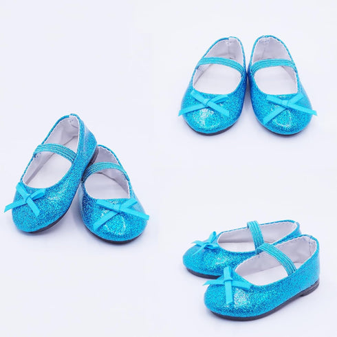 7 Pairs of Glitter Doll Shoes Fits for 18 inch Doll Shoes American Dolls Sparkle Doll Shoes Princess Accessories...