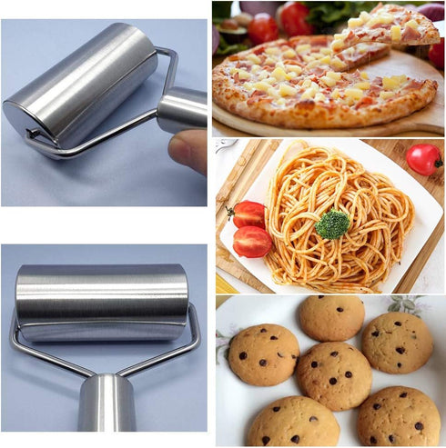 Smooth Stainless Steel Rolling Pin Pastry and Pizza Double Dough Baker Roller Metal Kitchen Utensils Ideal for Baking Dough, Pizza, Pie, Pastries,...