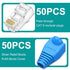 UTP RJ45 Connectors, Cat6 RJ45 Pass Through Plugs 50-Pack, Cat6 RJ45 Plugs with 50-Pack Strain Relief Boots for Solid or Standard Ethernet Cables,...