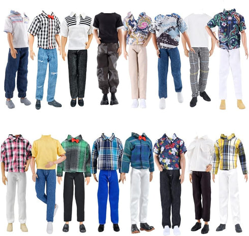 E-TING 3 Sets Leather Jacket Casual Wear T-Shirt Pants Pack Summer Shorts with 3 Pairs of Shoes for 12-inch Boy Doll?Random Pick?...
