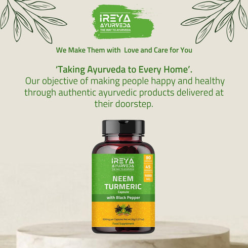 Neem Turmeric Capsules | 90 Capsules 1000mg | Neem Capsules made Black Pepper Neem, Turmeric, & Black Pepper | (90 Capsules)...
