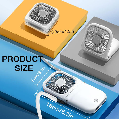 AICase Handheld Portable Mini Fan Small Battery Operated Fan 6 in 1 Personal Fan 3000 mAh USB Rechargeable,3 Speed Adjustable,Neck lanyard for Off...
