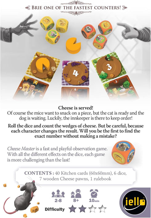 IELLO Cheese Master - The Game of Musical Cheese, Card Game by Iello, Fast & Playful Observation Game, Fun for The Whole Family, Roll & Count, Age...