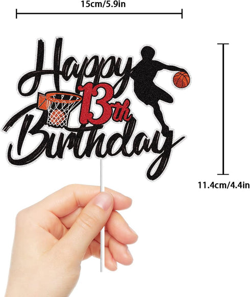 Basketball Happy 13th Birthday Cake Topper 13 Thirteen Years Old Basketball Player Scene Cake Decoration Sport Theme Thirteenth Birthday Party Eve...