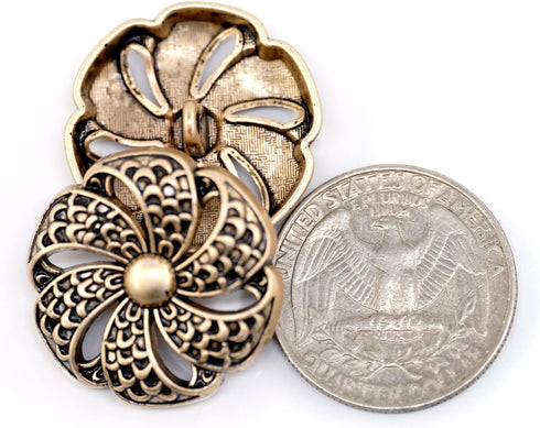 20 pcs Vintage Hollow Scale Pattern Copper Metal Shank Sewing Coat Buttons -25mm -1"...