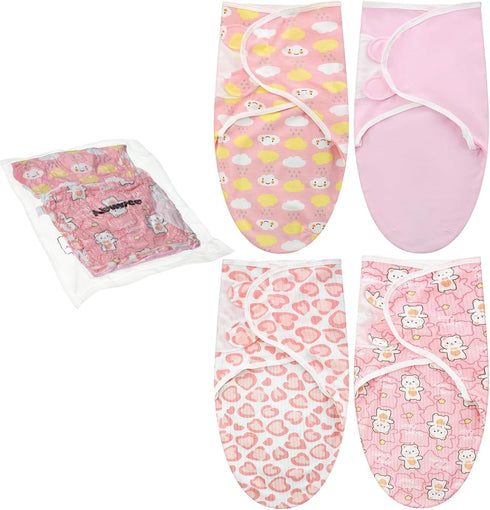 4 Pcs Preemie Baby Swaddle Preemie Swaddle Wrap Adjustable Swaddle Blanket Preemie Size Newborn Cotton Swaddle Blanket for Preemie Boys Girls Slee...