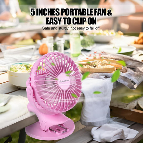 Portable Clip Fan Battery Operated,3 Speeds USB Rechargeable Mini Table Fan with Strong Airflow,360°Rotation Ultra Quiet Personal Desk Fan for Hom...
