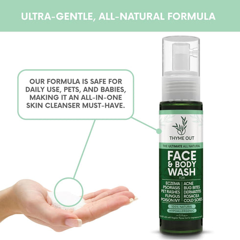 All Natural Face & Body Wash for Eczema, Psoriasis, Pet Rashes, Poison Ivy, Acne, Bug Bites, Dermatitis, Rosacea & Cold Sores - Soothes Itching, a...