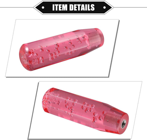 Gear Shift Knob Stick, 15cm Faux Crystal Transparent Bubble Gear Shifter Universal for Manual Transmission Vehicle Durable Acrylic Red with Adapte...