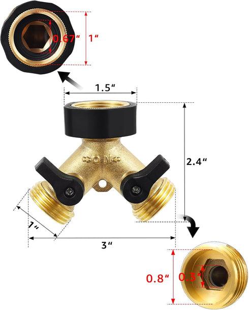 Heavy Duty Garden Faucet Splitter Hose Splitter with Shut-Off Valves Garden Hose Splitter Y Splitter Connect Faucet for Outdoor Garden Irrigation ...