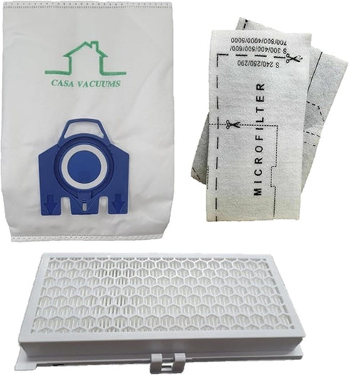 10 GN Bags + 1 HA30 HEPA Filter Compatible with Miele Classic C1 Canister Vacuum Cleaner S2 S400 S600 Bundle, 4 Filters. Replaces part #'s 1012321...