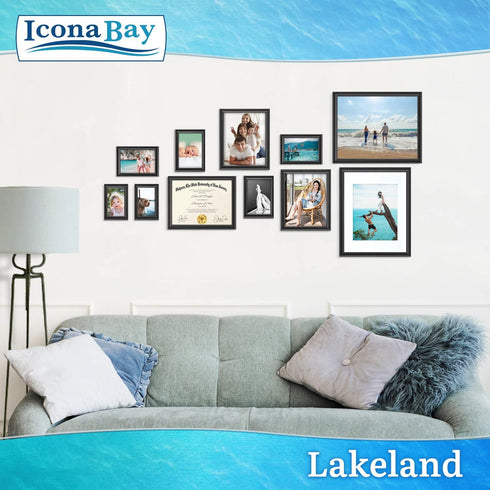 Icona Bay 8x10 Black Picture Frame - Contemporary Photo Frame 8 x 10 - Composite Wood Frame for Walls or Tabletop - Lakeland Collection...
