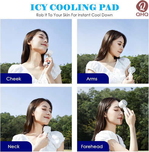 Ice Cooling Handheld Fan, Refrigerating Ice Cooling Pad Built-in Mini Turbine Portable Air Conditioner Fan...