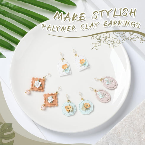 Guiqulai 16 Shapes Geometric Polymer Clay Earrings Cutters, Boho Frame Clay Cutters,Long Rectangle Clay Earrings Cutters,Window Organic Shape Clay...