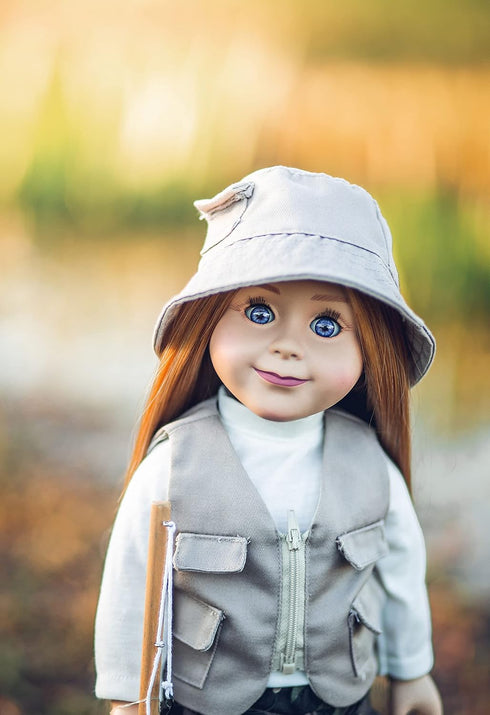 The Queen's Treasures 18 Inch Doll Clothes & Accessories, 4 Pc Fishing Outfit with Pants, Hat, Vest & Shirt, Compatible for Use with American Girl...