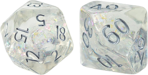 Gate Keeper Games and Dice: Holographic Dice: Unicorn - 7pc Set, Transparent, Holographic Glitter Swirl, 7 Resin Dice for Role Playing Games...
