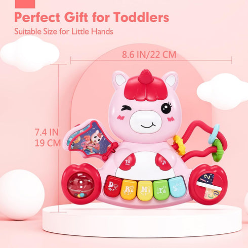 Baby Toys 6 to 12 Months Baby Girls Activity Early Learning Educational Toys Unicorn Musical Light Infant Piano Toys 6 9 12 18-Month-Old Baby Gift...