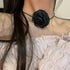 Lace Flower Choker Necklace for Women Girls Handmade Boho Black Blue Camellia Rose Flowers Velvet Floral Lace-up Adjustable Necklace for Wedding B...