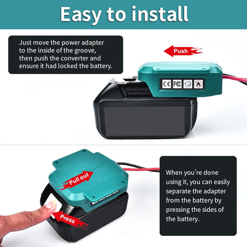 Power Wheels Adapter for Makita 18V Lithium Battery BL1830 BL1840 BL1850, Battery Converter with 14 Gauge Wire fit for DIY RC Toys,Rc Truck,Roboti...