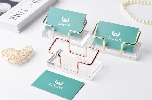 Business Card Holder for Desk, Modern Card Organizers and Office Desk Accessories for Men and Women (Golden)...