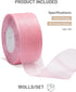 Pink Organza Ribbon for Gift Wrapping, FAKILO 2 Inch Shimmer Sheer Wrapping Ribbon for Bouquet, Wedding, Christmas Gift - 50 Yards Each Roll...