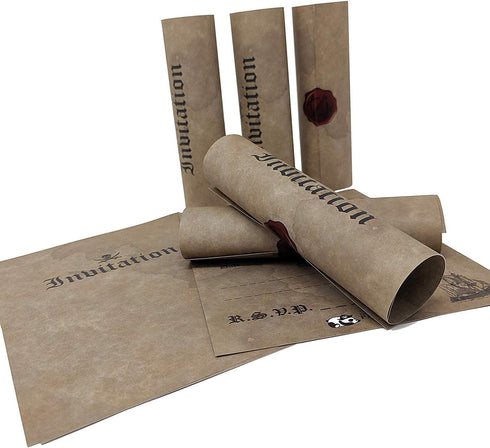 20 Pirate Birthday Invitations for Children Boys and Girls Unique Roll up Like Real Pirate Scrolls...