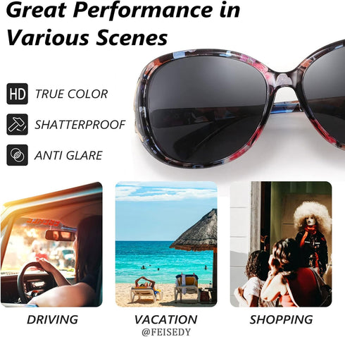 FEISEDY Women Oversized Polarized Sunglasses Ladies Large Shades Classic Fox Sunglasses B2730...