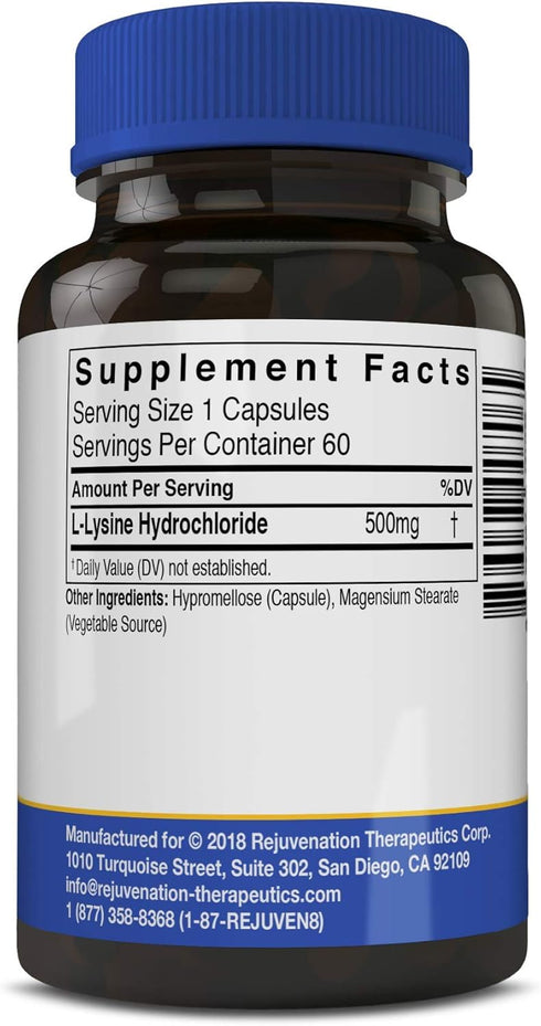 L-Lysine, Supports Healthy Skin (60 Vegan Capsules, 500mg)...
