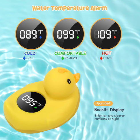 Duck Bath Thermometer Mamtopia Upgrade Baby Bath Water Temperature Warning Thermometers Bathroom Safety Auto ON/Off Bathtub Thermometer Floating T...