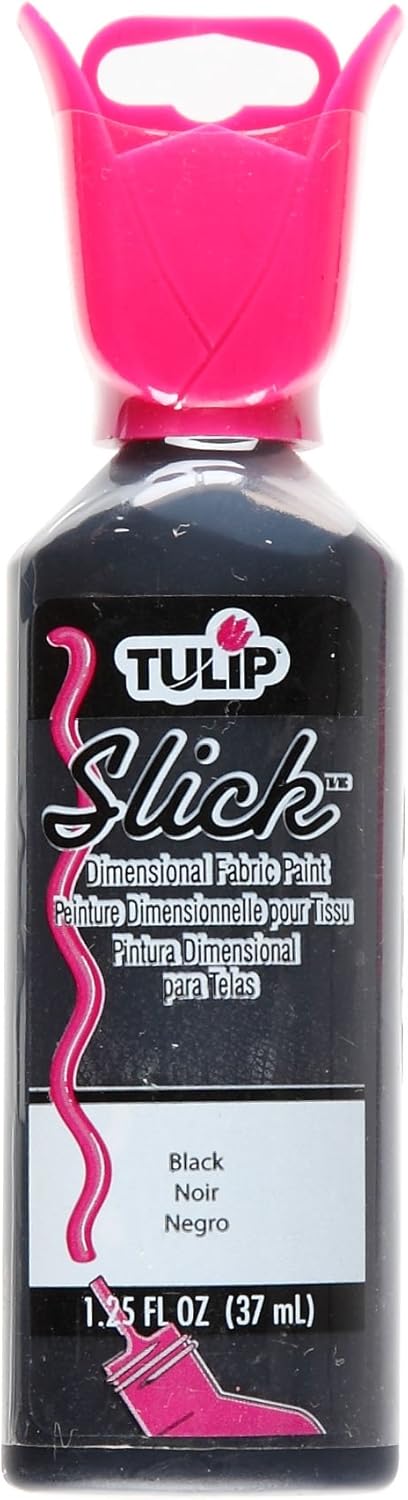 Tulip Puff Fabric Paint, Acrylic Craft Paint, 1.25 fl oz, Slick Black, for Clothes, DIY Projects, Non-Toxic...