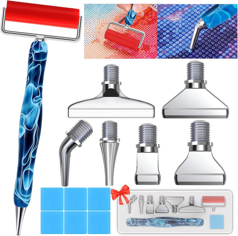 14PCS Diamond Painting Pen Accessories Tools Set, Exquisite Stainless Steel Metal Pen Tips,Ergonomic Diamond Art Drill Pen and 6 Painting Glue Cla...