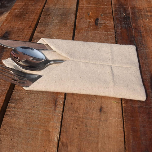 6Pcs Cotton Linen Cutlery Pouch Bags Holders Rustic Table Decoration Knifes Forks Spoon Bag Sleeve Utensil Pouch for Christmas Holiday Wedding Hom...
