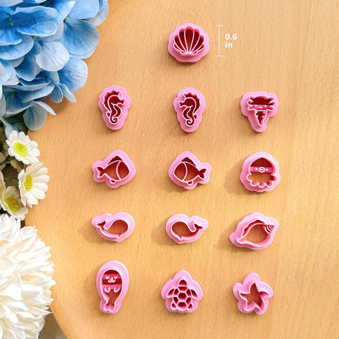 Keoker Ocean Animal Clay Cutters, Sea Animal Clay Cutters for Polymer Clay Jewelry, 12 Shapes Animal faces Clay Earring Cutters, Small Earring Cut...