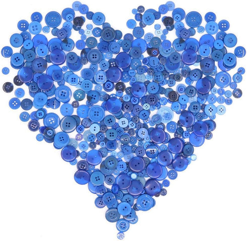 Swpeet 550 Pieces Assorted Sizes Resin Buttons 2 and 4 Holes Round Craft Buttons for Sewing DIY Crafts Children's Manual Button Painting (Blue)...