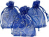 100pcs Sheer Organza Favor Bags For Wedding Baby Shower Rattan Print Gift Bags Samples Display Drawstring Pouches (3x4 inch, blue)...