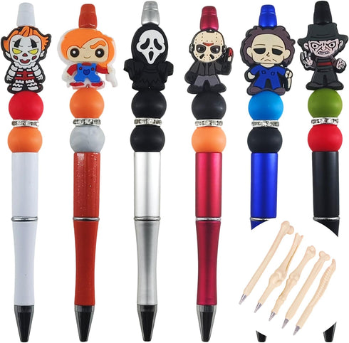 11 PCS Horror Movie Role Pen,Novelty Halloween Spooky Horror Pens For School Office Supplies With Kids And Adults (ABCDEF+5)...