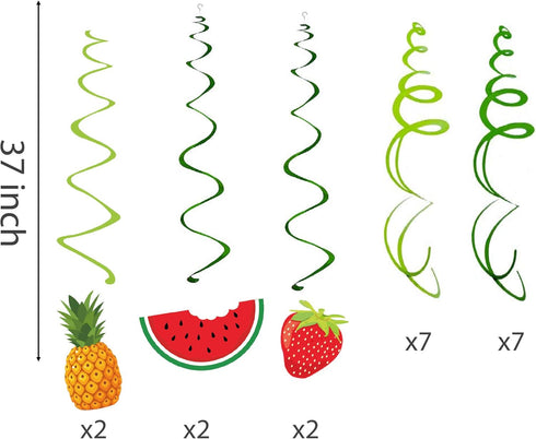 30Ct Tutti Frutti Hanging Swirl Decorations, Tropical Fruit Party Supplies, Summer Birthday Theme, Luau Kids Decor for First 1st Boys Girls Baby S...