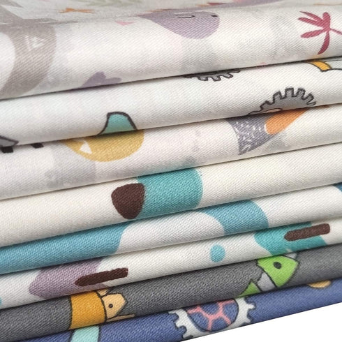 8 Pcs Cute Dinosaurs Series Fat Quarters Fabric Bundle Quilting Fabric Bundle Patchwork for DIY Sewing Crafts 18" x 22" (Dinosaurs)...