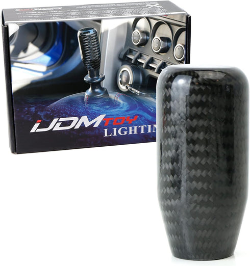 iJDMTOY Glossy Black Real Carbon Fiber Shift Knob Compatible with Most Car 6-Speed, 5-Speed, 4-Speed Manual or Automatic, etc...
