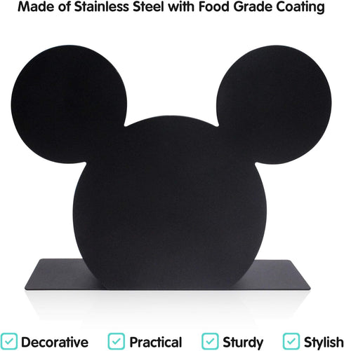 BLACK Mickey Head Premium Stainless Steel Napkin Holder Stand for home kitchen table party RV camper restaurant...