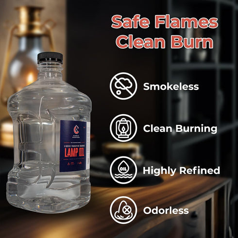 1 Gallon Odorless & Smokeless Lamp Oil for Indoor Use | Highly Refined, Pure & Clear Liquid Paraffin Oil Lamp Fuel for Lamps – Clean Burning, Vers...