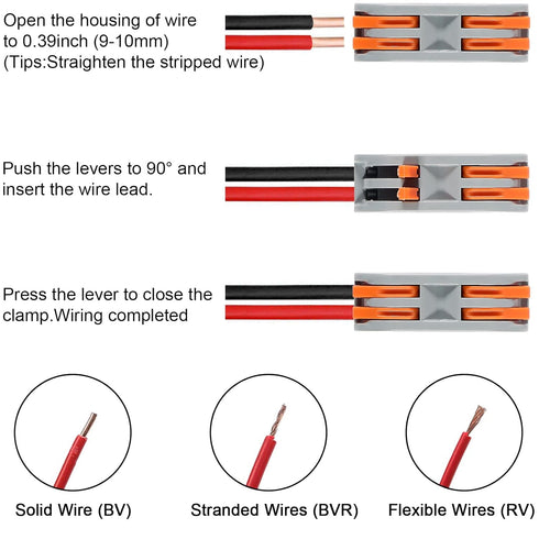 DIANN 10pcs Lever Wire Connectors 2 Circuit Inline Splices Electrical Wire Connector SPL-2 Lever Nuts Wire Connectors 28-12 AWG Quick Connect Spli...