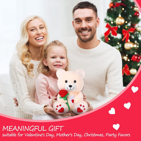 10 Inches Toy with Rose Plush Stuffed Animal Plush Valentine's Day Bear Toy Plush Puppy Dog with Heart Rose for Girlfriend, for Mother's Day Birth...