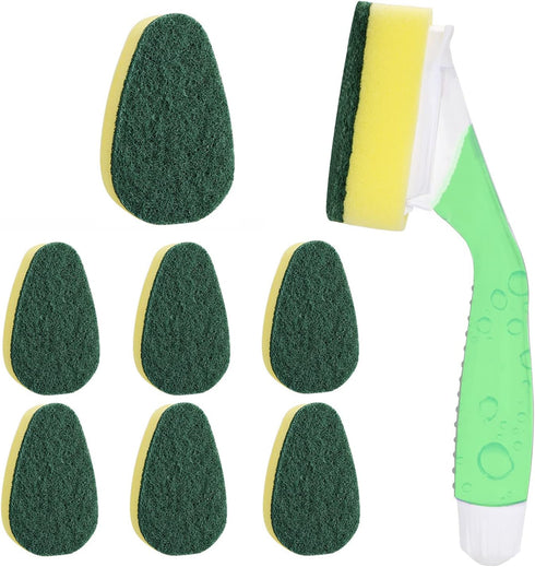 Dish Wand with 7Pack Replacement Dish Wand Sponges,Not Easy Leak Dishwand and Long Lasting Replacement Sponge Heads,Dish Brush Pads Kitchen Cleani...