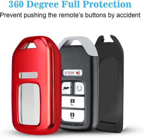 QBUC for Honda Key Fob Cover with Keychain,Soft TPU Full Cover Protection Key Fob Shell Compatible with Honda Accord Civic CRV HRV Pilot Odyssey P...