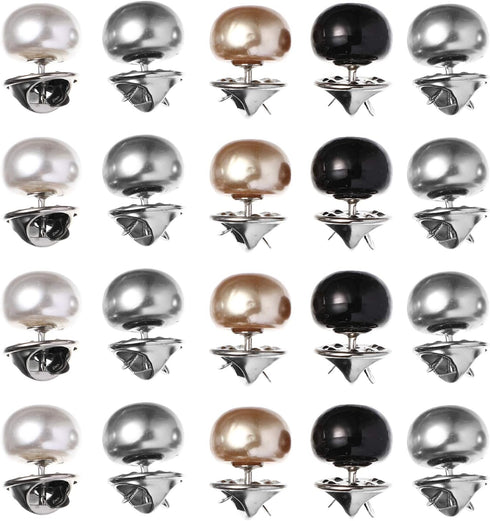 Abaodam 20Pcs Women Shirt Brooch Buttons Pearl Cover Up Button Pin Safety Brooch Buttons Metal Tie Tacks Pin for Clothing Dress Supplies...