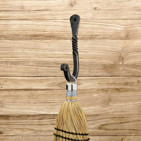Hand Forged Twisted Wall Hook Wrought Iron Handmade Wall Mounted Coat Hook Blacksmith Metal Wall Kitchen Towel Hooks Rack Black Antique Finish Wal...